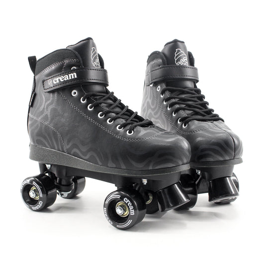 CREAM Scoop Quad Roller Skates, Adjustable - Wave, Black