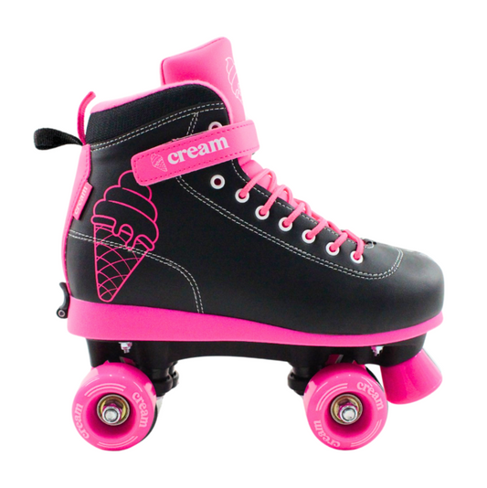 CREAM Scoop Quad Roller Skates, Adjustable - Vivid, Black/Pink