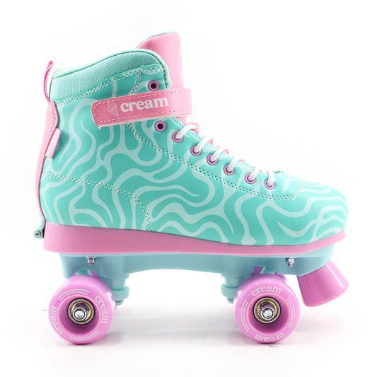 CREAM Scoop Quad Roller Skates, Adjustable - Wave, Teal/Pink